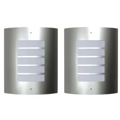 vidaXL 2 Apliques de exterior, lámparas de pared de acero inoxidable