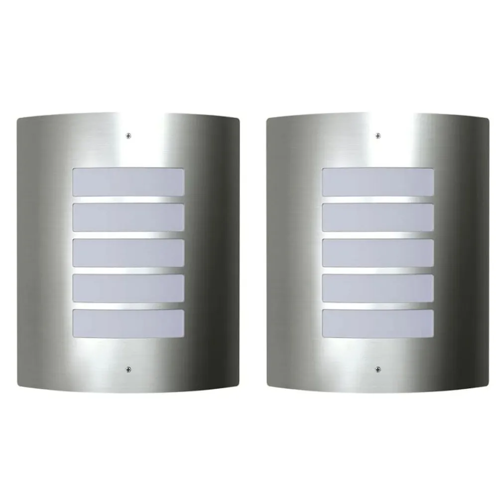 vidaXL 2 Apliques de exterior, lámparas de pared de acero inoxidable