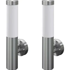 vidaXL Iluminación-2 Apliques de exterior, lámparas de pared, acero inoxidable