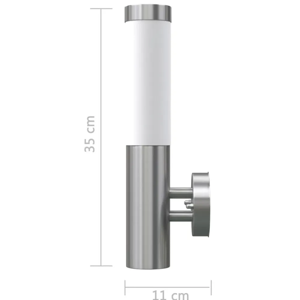 vidaXL Iluminación-2 Apliques de exterior, lámparas de pared, acero inoxidable