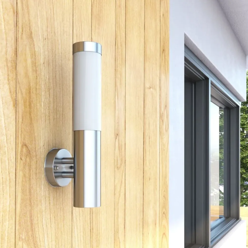 vidaXL Iluminación-2 Apliques de exterior, lámparas de pared, acero inoxidable