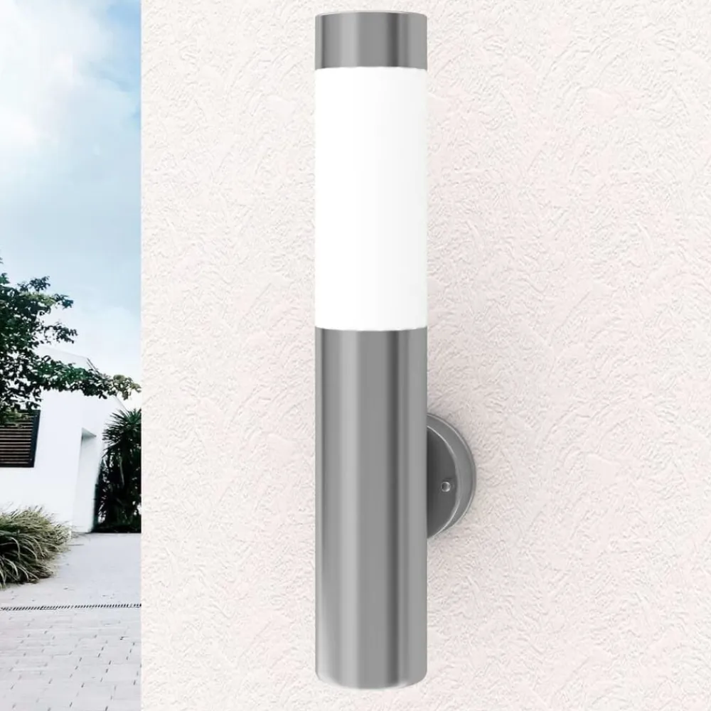 vidaXL Iluminación-2 Apliques de exterior, lámparas de pared, acero inoxidable