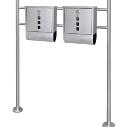 vidaXL 2 buzones con soporte de acero inoxidable New
