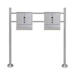 vidaXL 2 buzones con soporte de acero inoxidable New