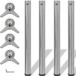 vidaXL 4 Patas de mesa ajustables en alturas 710 mm color níquel pulido N&iacute;quel cepillado Discount