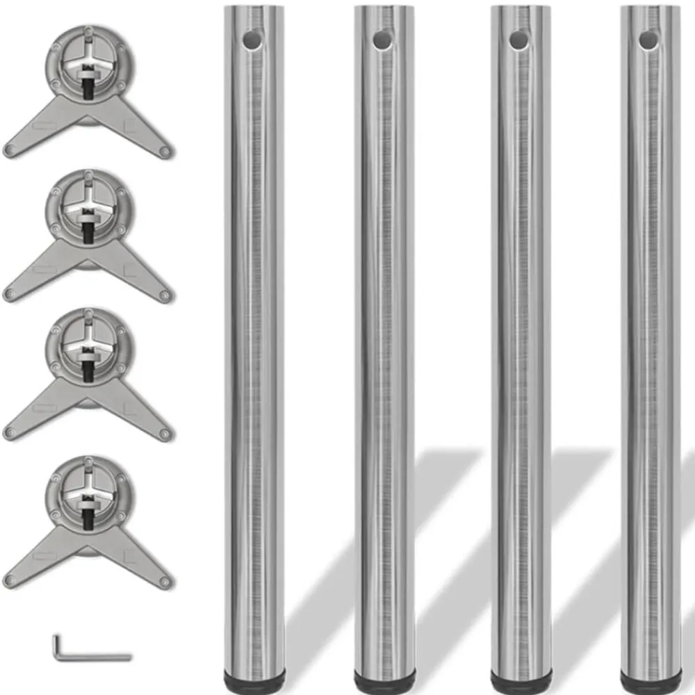 vidaXL 4 Patas de mesa ajustables en alturas 710 mm color níquel pulido Níquel cepillado Discount