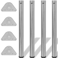 vidaXL 4 Patas de mesa ajustables en alturas 710 mm color níquel pulido N&iacute;quel cepillado Clearance