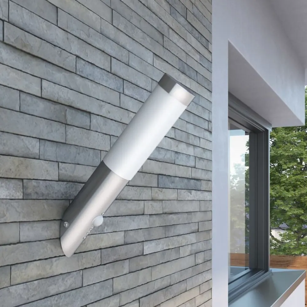 vidaXL Aplique de exterior con sensor, resistente al agua, RVS