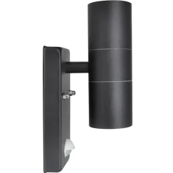 vidaXL Iluminación-Aplique de pared con sensor y LED, acero inoxidable, negro