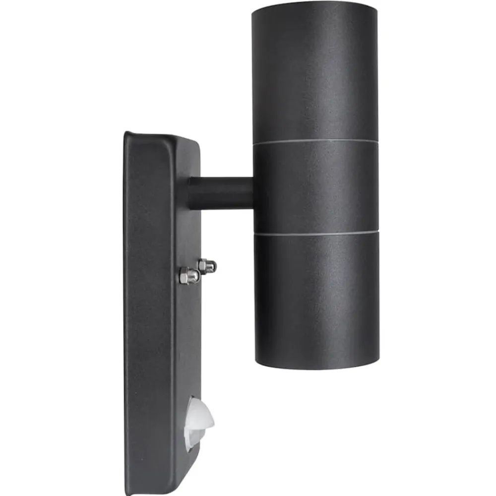 vidaXL Iluminación-Aplique de pared con sensor y LED, acero inoxidable, negro
