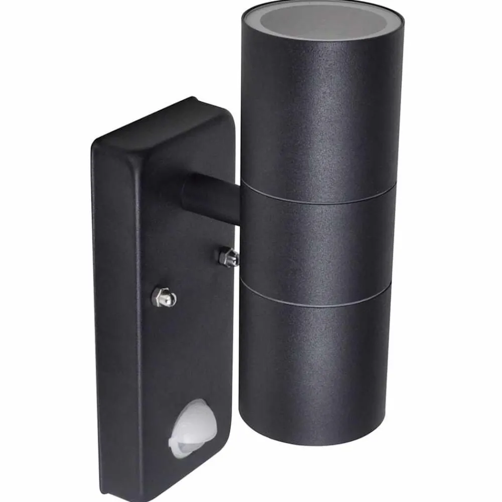 vidaXL Iluminación-Aplique de pared con sensor y LED, acero inoxidable, negro