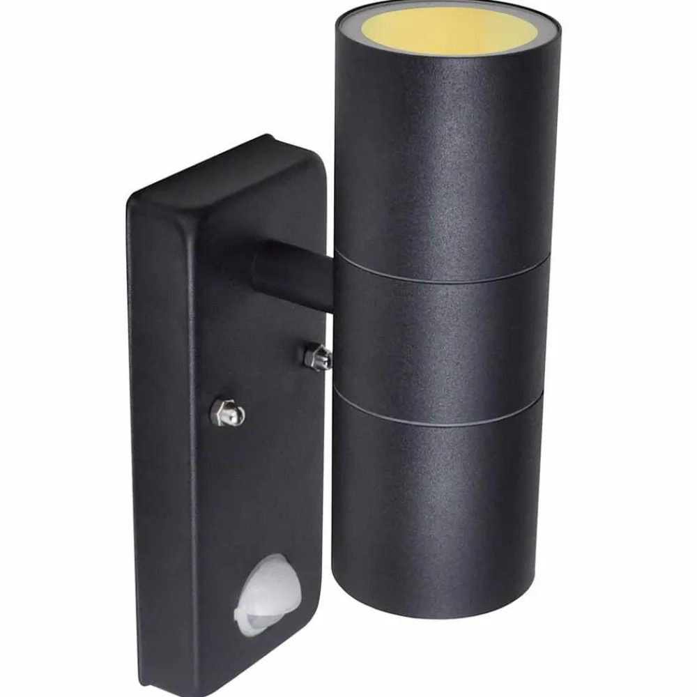 vidaXL Iluminación-Aplique de pared con sensor y LED, acero inoxidable, negro