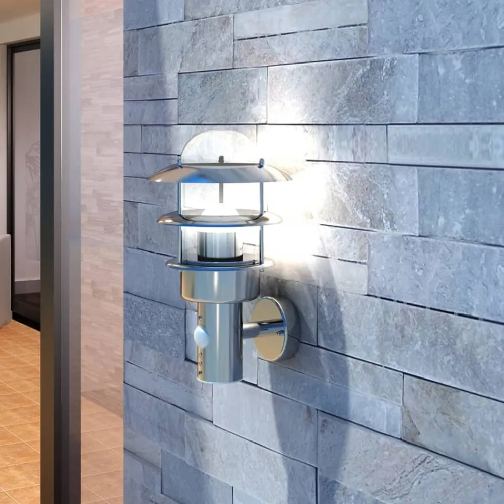 vidaXL Aplique de pared de acero inoxidable, para jardín Discount