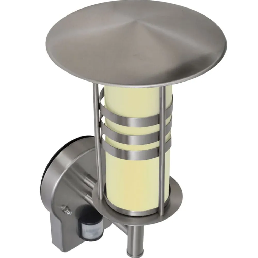 vidaXL Iluminación-Aplique de pared inoxidable con sensor, forma cónica