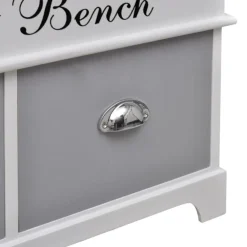 vidaXL Banco baúl de madera y cojin gris, con cajones Online