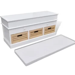 vidaXL Banqueta blanca con cojin y cajones / cestas Discount