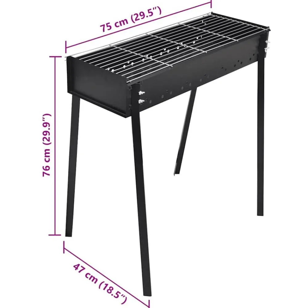 vidaXL Cocina Y Comedor-Barbacoa de carbón cuadrada con soporte