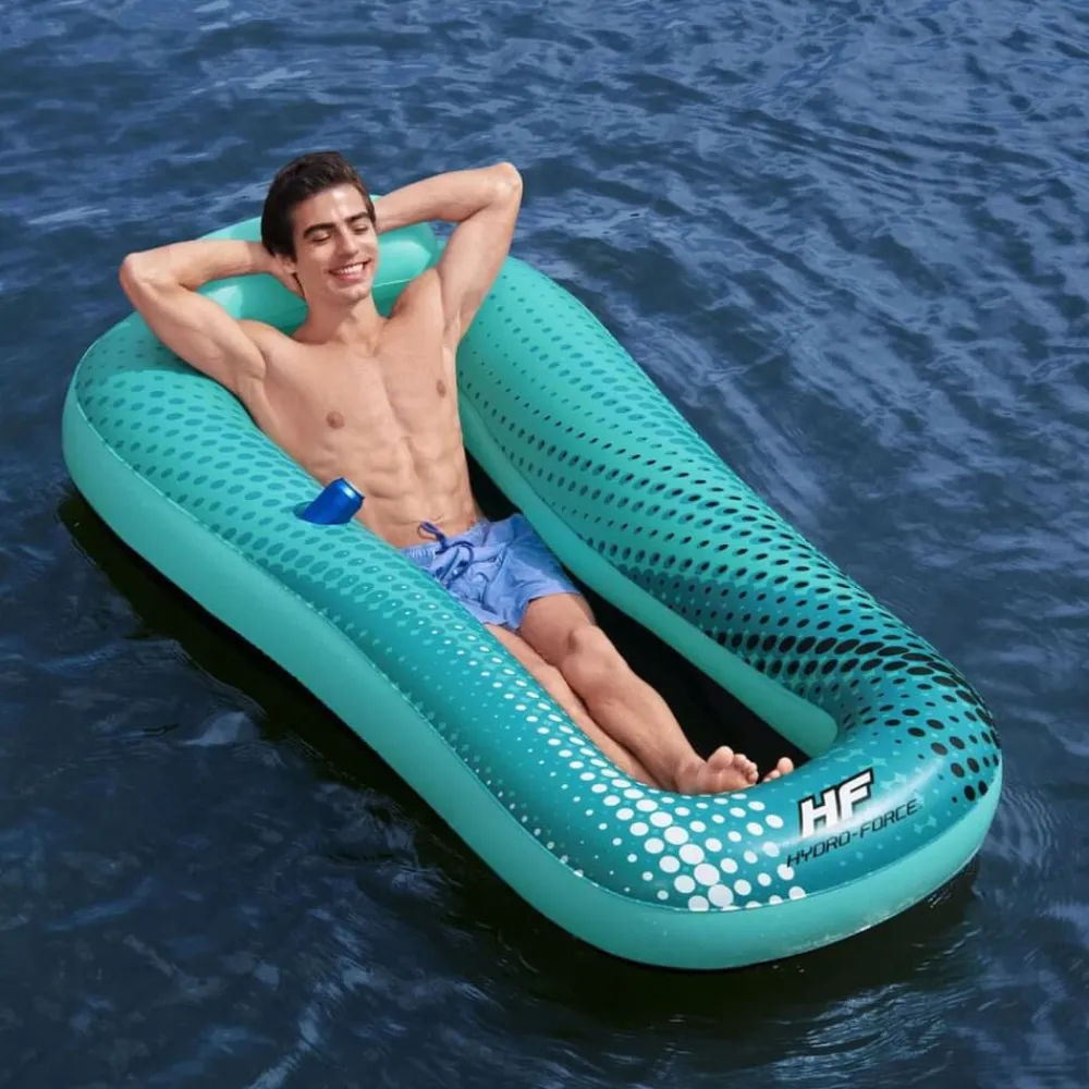 Bestway Colchoneta hinchable piscina Hydro Force malla azul 188x109 cm New