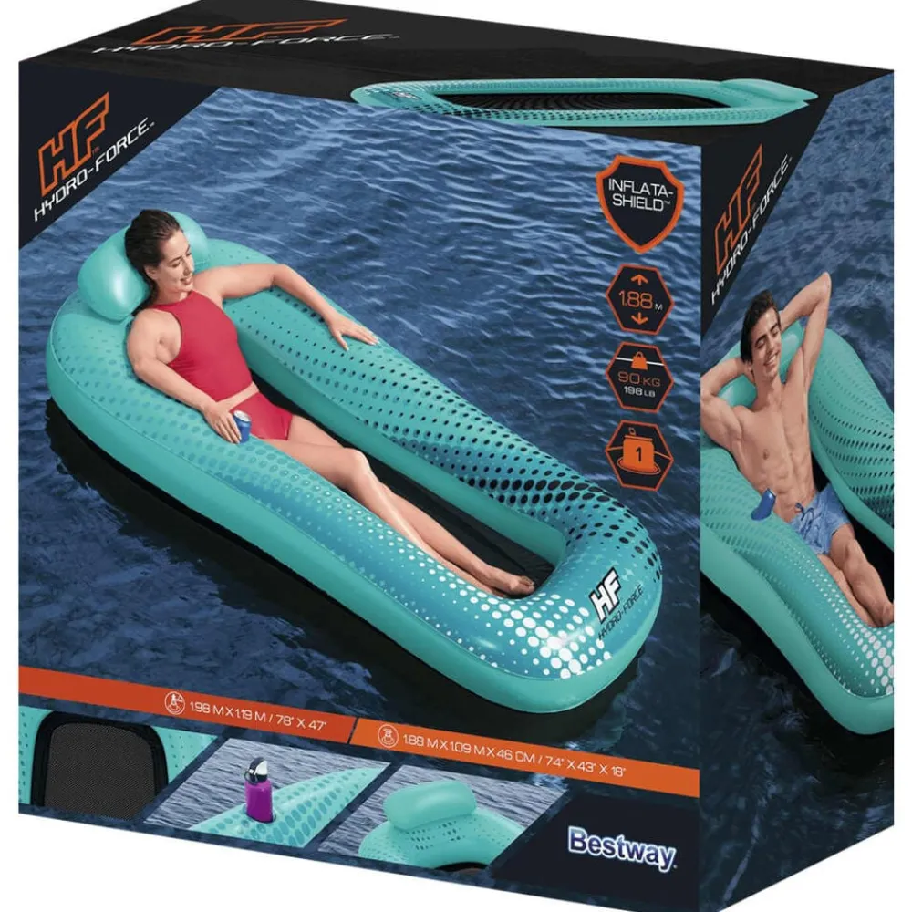 Bestway Colchoneta hinchable piscina Hydro Force malla azul 188x109 cm New