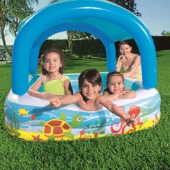 Bestway Piscina de juegos con toldo azul 140x140x114 cm 52192 New