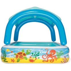 Bestway Piscina de juegos con toldo azul 140x140x114 cm 52192 New