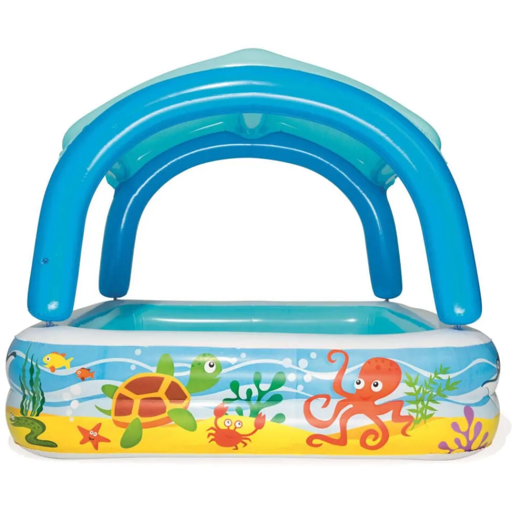 Bestway Piscina de juegos con toldo azul 140x140x114 cm 52192 New