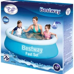 Bestway Piscina hinchable Fast Set redonda azul 183x51 cm Best