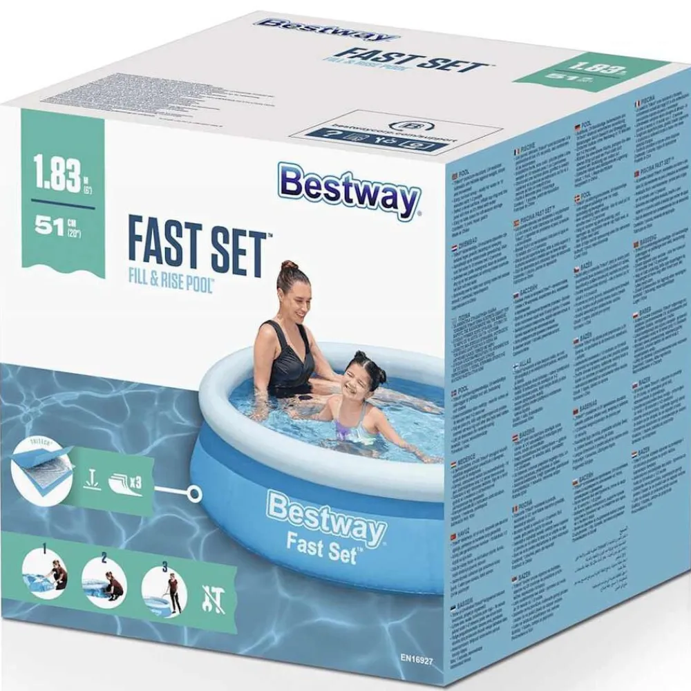 Bestway Piscina Y Spa-Piscina hinchable Fast Set redonda azul 183x51 cm