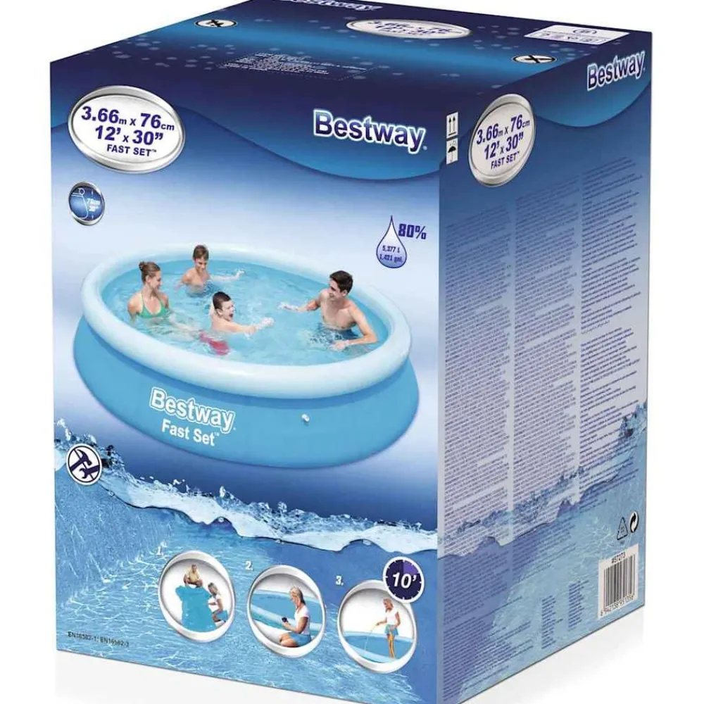 Bestway Piscina Y Spa-Piscina inflable redonda Fast Set 366x76 cm