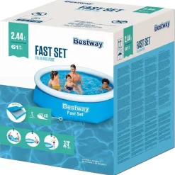 Bestway Piscina Y Spa-Piscina inflable redonda Fast Set 244x61 cm