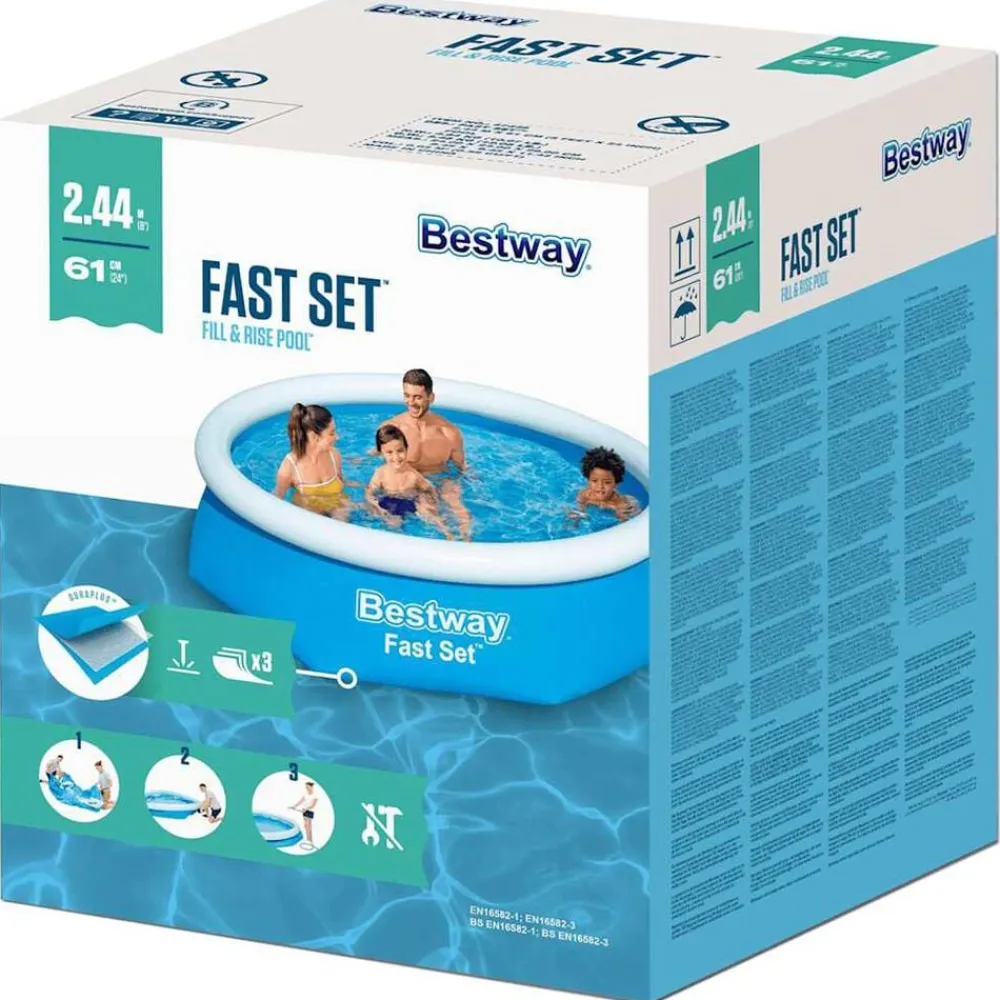 Bestway Piscina Y Spa-Piscina inflable redonda Fast Set 244x61 cm