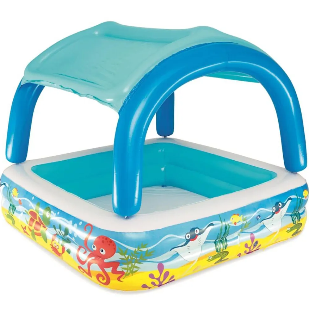 Bestway Piscina Y Spa-Piscina para niños con toldo azul 140x140x114 cm