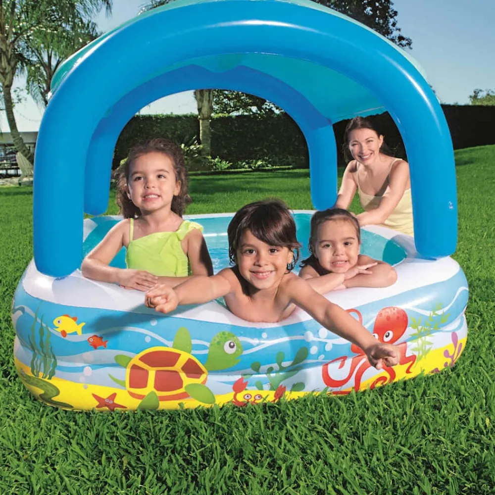 Bestway Piscina Y Spa-Piscina para niños con toldo azul 140x140x114 cm