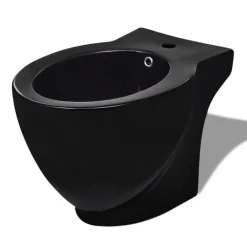vidaXL Bidet redondo de cerámica, negro Hot