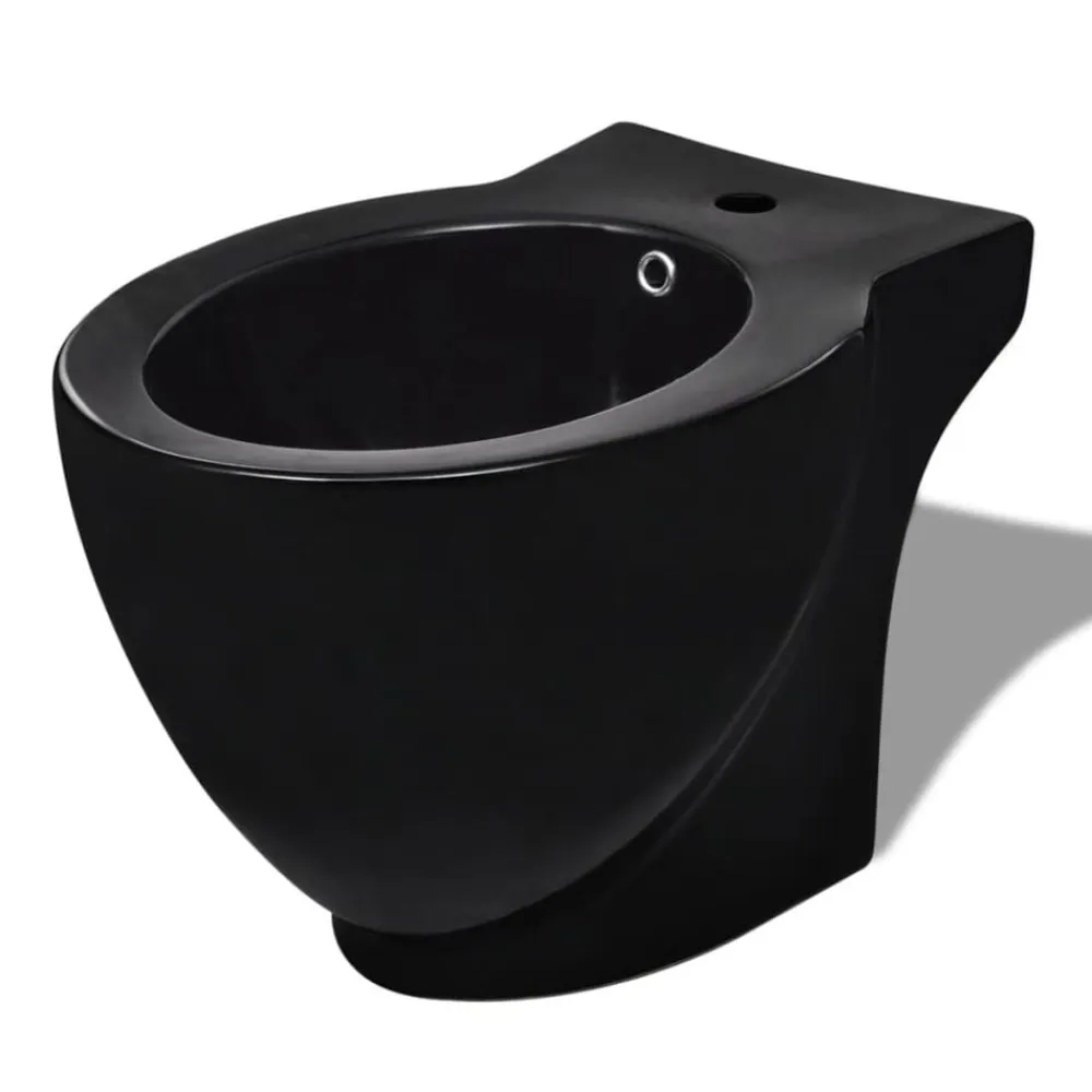 vidaXL Bidet redondo de cerámica, negro Hot