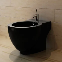 vidaXL Bidet redondo de cerámica, negro Hot