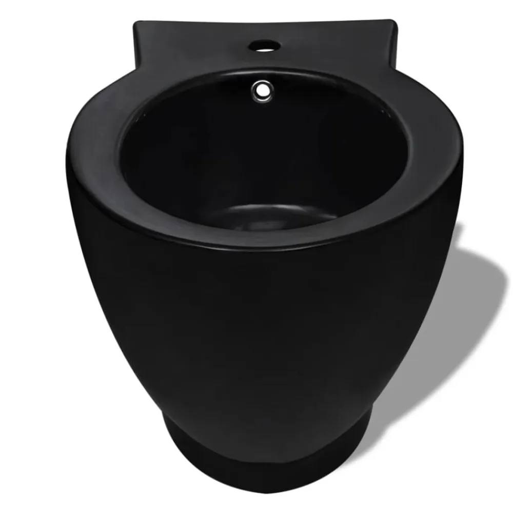 vidaXL Bidet redondo de cerámica, negro Hot