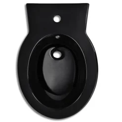 vidaXL Bidet redondo de cerámica, negro Hot