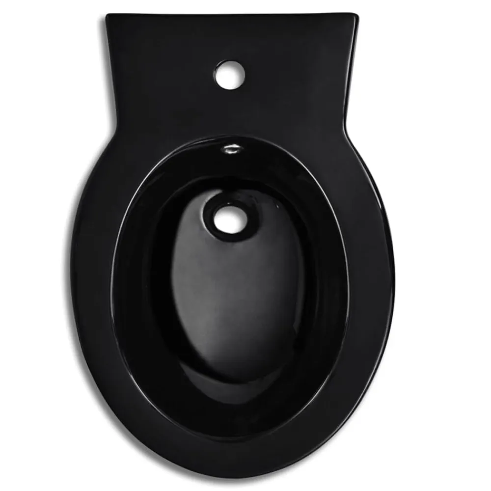 vidaXL Bidet redondo de cerámica, negro Hot