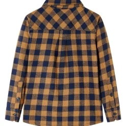 vidaXL Ropa Y Accesorios-Camisa a cuadros infantil coñac y azul 92
