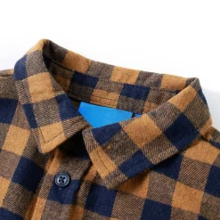 vidaXL Ropa Y Accesorios-Camisa a cuadros infantil coñac y azul 92