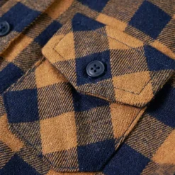 vidaXL Ropa Y Accesorios-Camisa a cuadros infantil coñac y azul 92