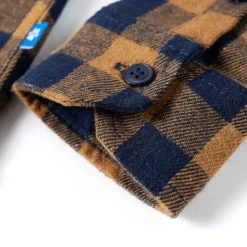 vidaXL Ropa Y Accesorios-Camisa a cuadros infantil coñac y azul 92