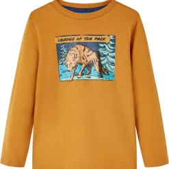 vidaXL Camiseta infantil con manga larga ocre oscuro 104 Online