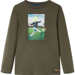 vidaXL Camiseta infantil con manga larga 116 Caqui Discount