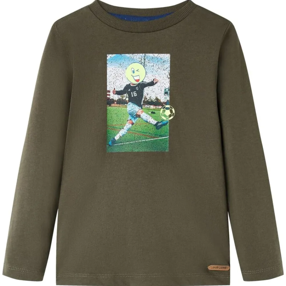 vidaXL Camiseta infantil con manga larga 116 Caqui Discount
