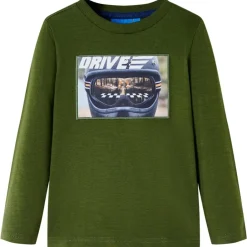 vidaXL Camiseta infantil de manga larga oscuro 104 Caqui Outlet