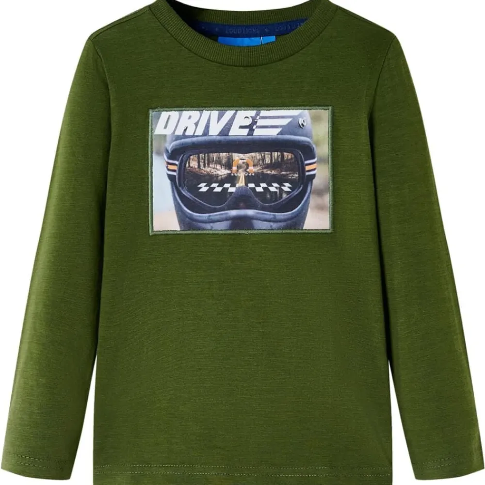 vidaXL Camiseta infantil de manga larga oscuro 104 Caqui Outlet