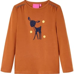 vidaXL Ropa Y Accesorios-Camiseta infantil de manga larga color coñac 92