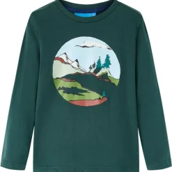 vidaXL Camiseta infantil de manga larga verde oscuro 92 Sale